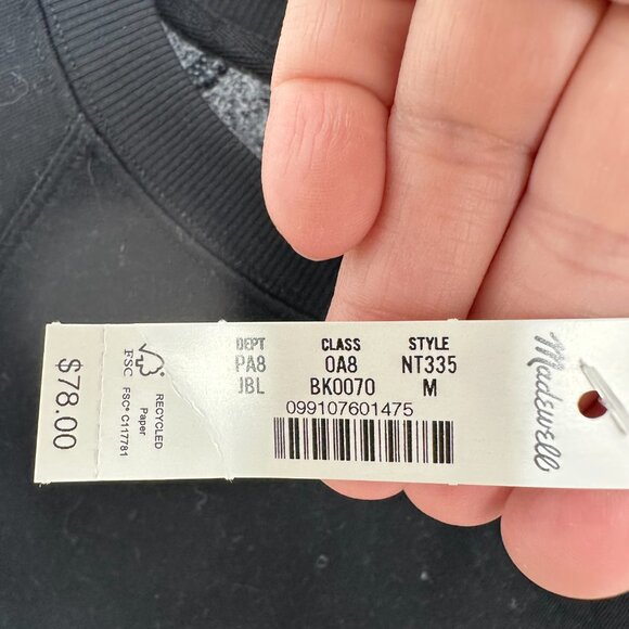 Madewell Puff-Sleeve Sweatshirt Tee Elevated Casual Top Size Medium NWT - Picture 7 of 7